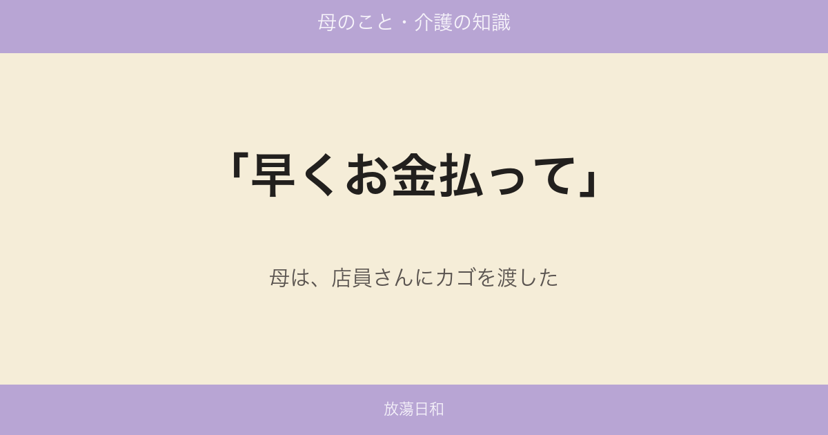 「早くお金払って」母は、店員さんにカゴを渡した